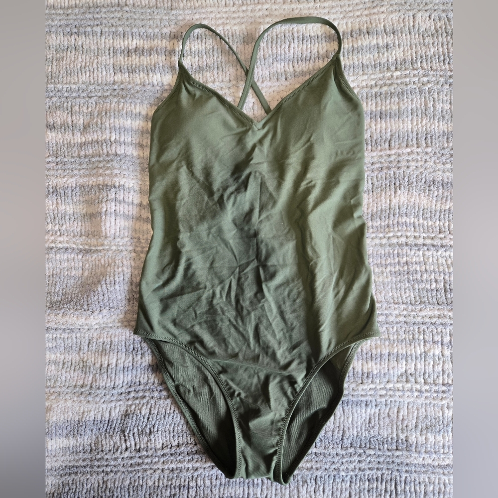 Aerie‎ Olive Green Women's One Piece Swimsuit Strappy Back